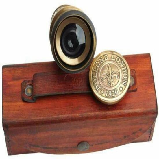 

Латунный Морской 14-дюймовый Телескоп Антикварный Ручной Карманный Подзорная Труба в Кожаной Коробке M аэро