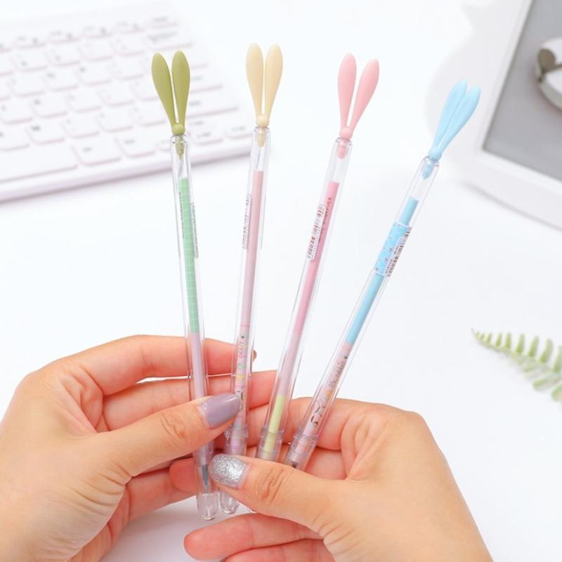 Korean cute cartoon little fresh rabbit long ears signature with dust plug gel pen high quality water