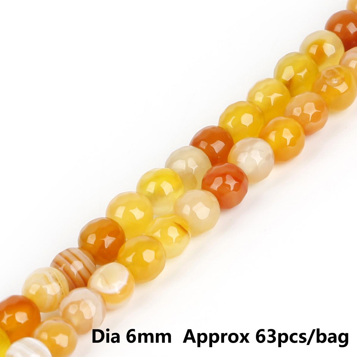 

7 цветов натуральный камень граненые синие фуксии фиолетовые полосы агаты круглые свободные бусины «сделай сам» для изготовления ювелирных изделий аксессуары для браслетов 15 дюймов 6mm 63pcs жёлтый/оранжевый