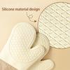 Two Oven Mitts Kitchen Heat Insulation Anti-scald Gloves Baking Thickened Silicone High Temperature Microwave Oven Mitts Non-slip