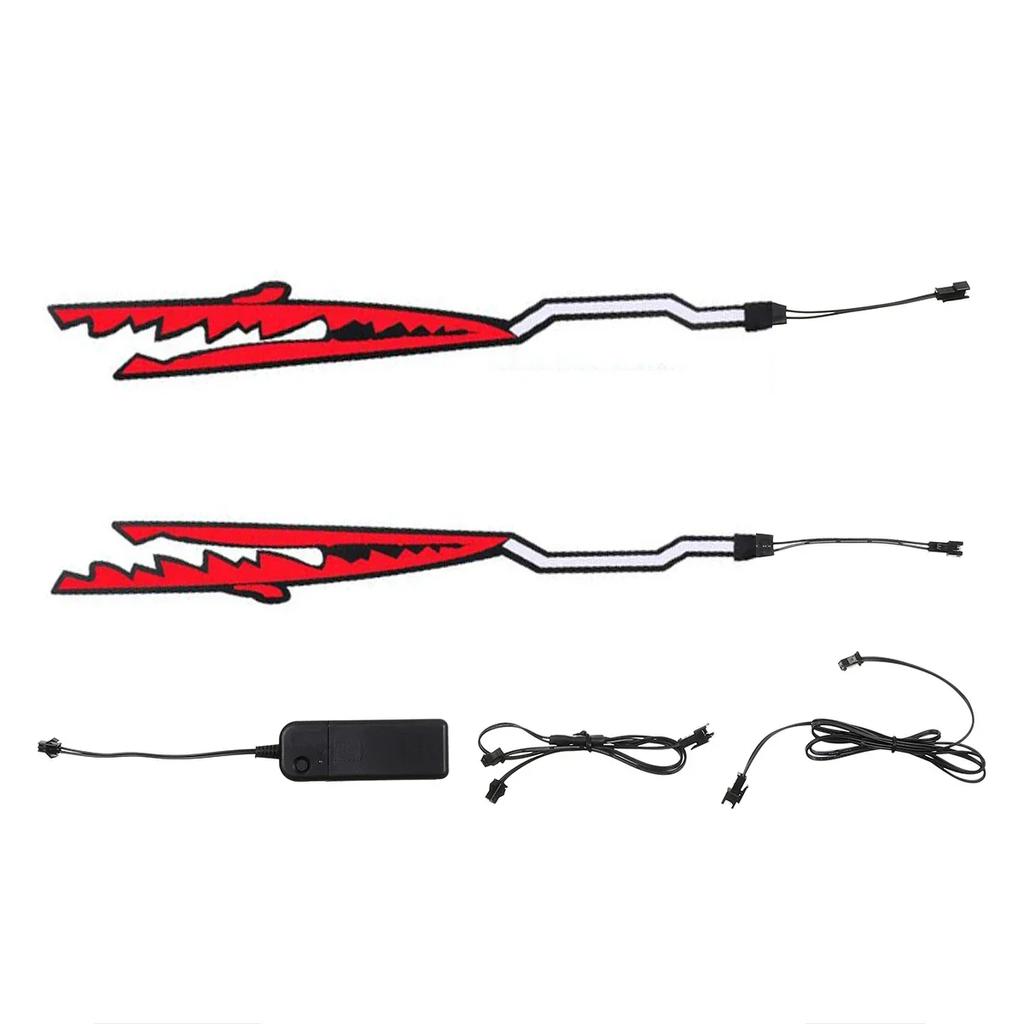 2-in-1 LED Night Warning Signal Light With Cold Waterproof Sticker Motorcycle Helmet Light Bar Shark Style Light Bar