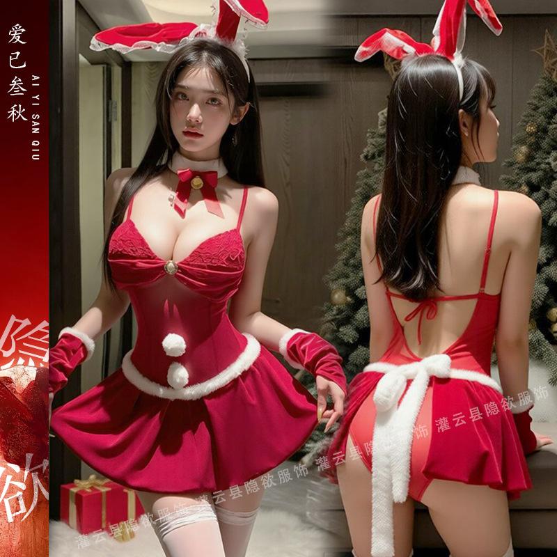 Sex underwear new christmas dress sexy cospaly temptation uniform pure desire suspender skirt new year velvet suit