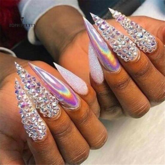12 Grids Glitter Nails Ornaments Transparent Flat Rhinestone Mixed Shiny Jewelry Manicure Decor