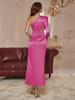 Women's Satin Asymmetrical Neckline Ruffle Dress Suit