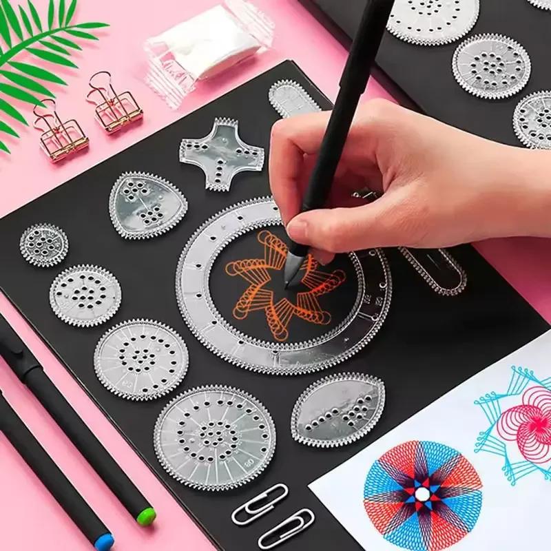 22Pcs/Set Spirograph Drawing Tools - Geometric Roulette Ruler, Educational Painting Puzzle Toy, Creative Art Learning Kit