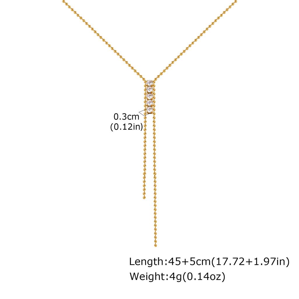 Niche Design Y-Shaped Stainless Steel Zircon Necklace, Versatile Women'S Jewelry Nc-2438