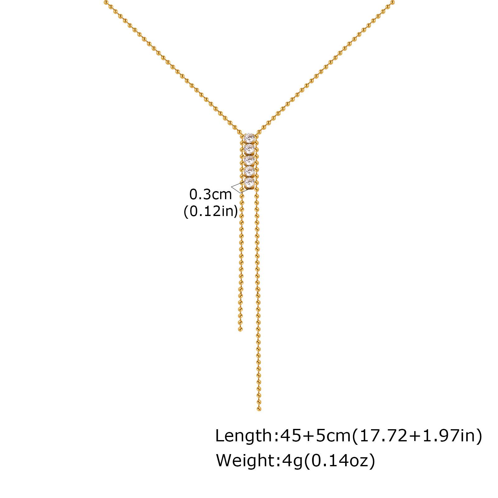 

Niche Design Y-Shaped Stainless Steel Zircon Necklace, Versatile Women S Jewelry Nc-2438 золотой