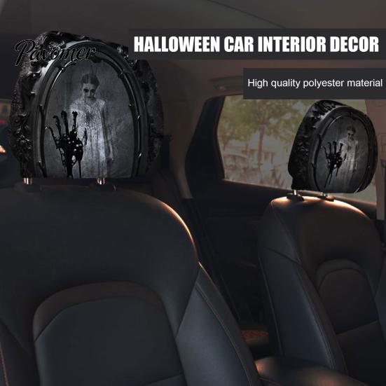 Einfach zu installierendes Auto-Sitzzubehör, Universale Abdeckung, Gruselige Kopfstützenbezüge, Atmungsaktives Innenraum-Styling, Elastisch für Limousine, LKW, SUV Fahrzeuge