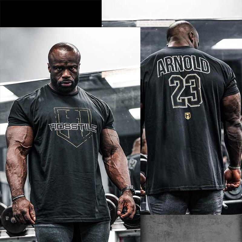 HOSSTILE Fitness Lässiges Muskel-Fitnessstudio T-Shirt Baumwolle Grafik-T-Shirt Unisex Unisex Sommer Streetwear