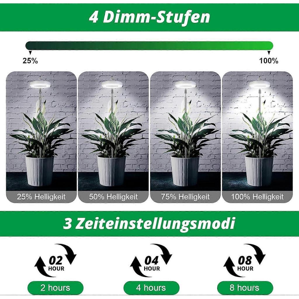 2-Pack LED Full Spectrum Plant Lights for Indoor Plants with Automatic Timer, USB Adapter, 4 Brightness Levels, and Adjustable Height