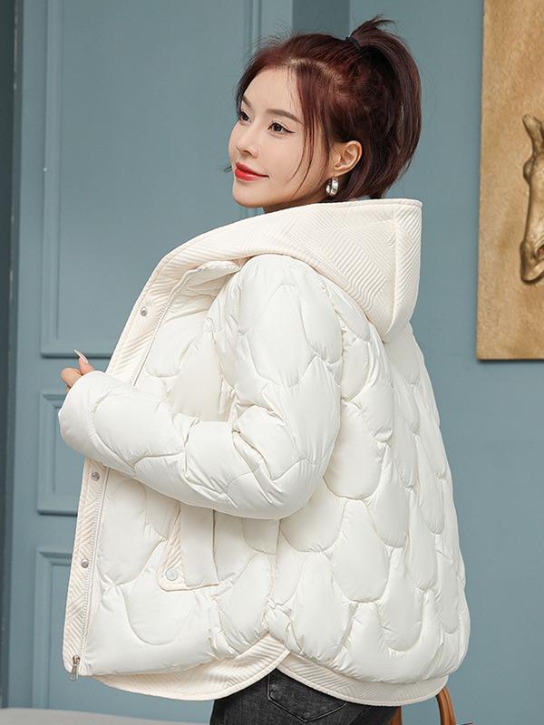 Hooded fake two-piece set, down cotton clothes, women's new winter clothes, short corrugated padded jacket, short young models