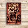 Vintage Route 66 Motorcycles Metal Tin Sign Wall Art Cafe Home Decor