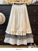 Forest-Inspired High-Waisted Pleated Lace Patchwork Skirt - Slimming, Multi-layered, Wide Hem, Winter 2026.