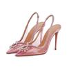 Fashion Clearance!!! Fashion Women Pumps Sandals Summer Sexy Slingback High Heels Rhinestones Elegant Pointed Toe Party Wedding Shoes