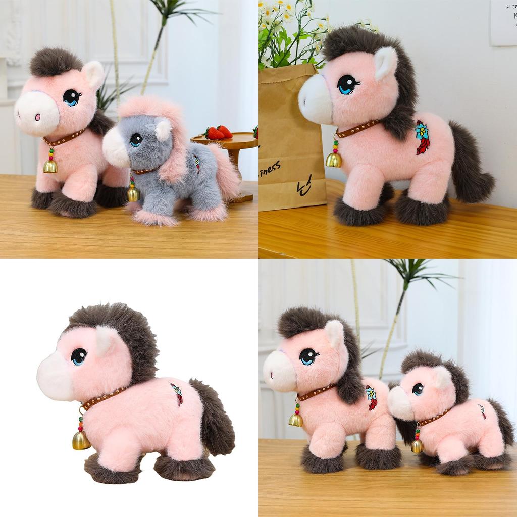 Cute Cartoon Pony Plush Toy With Bell Design Children Toys For Childrens Bedroom Decor