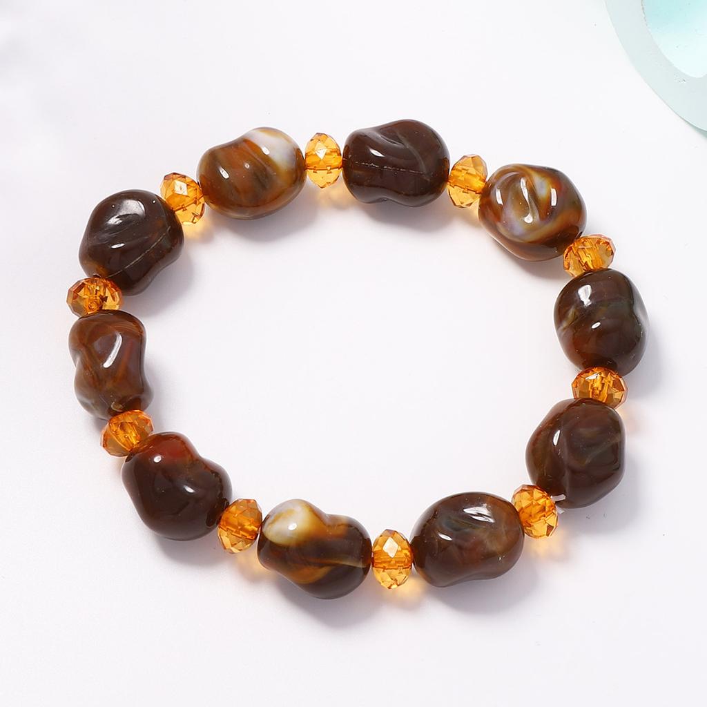 Creative Design Irregular Geometric Smudge Color Geometric Glazed Beaded Stackable Bracelets Women's Jewelry