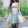 Hologram Iridescent Rainbow Mirrored Faux PU Leather Synthetic Laser Leatherette Fabric Craft Cloth DIY Bows Making Earring