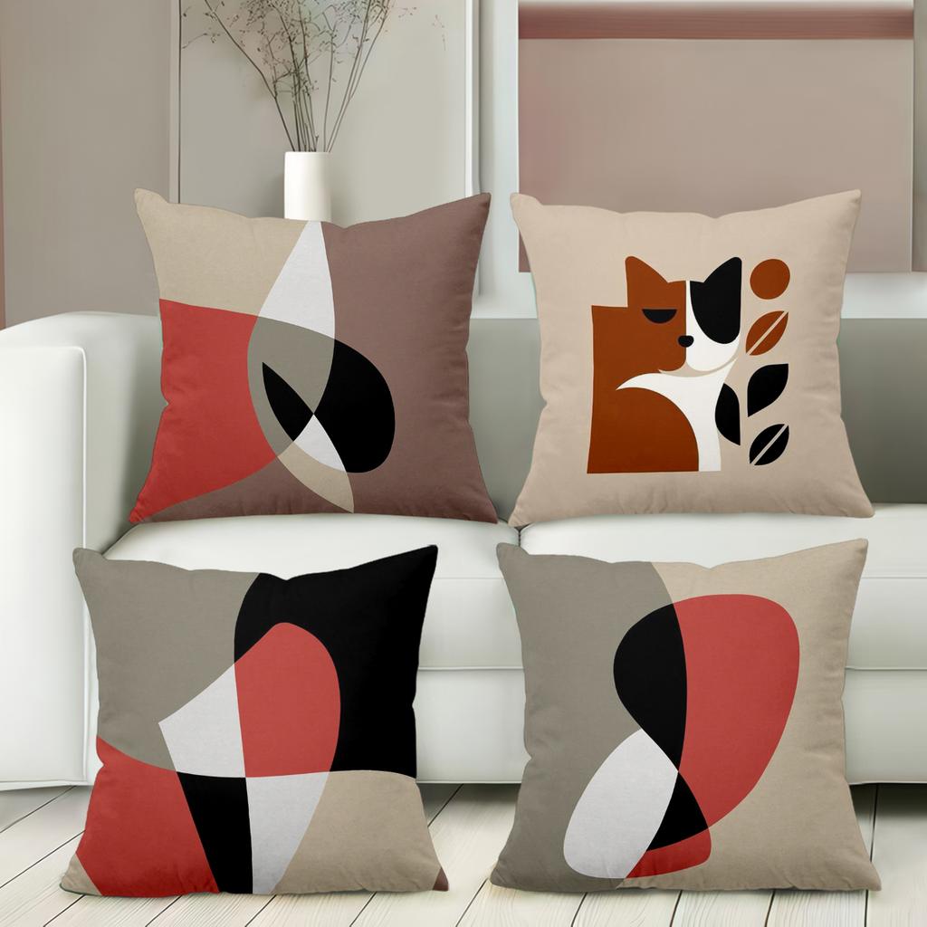 Modern Geometric & Cat Pattern Decorative Cushions Polyester pillowcase, sofa decorative cushion cov Headboard Pillow