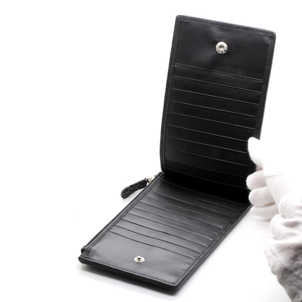 [Revetta] Crocodile Fragment Case Slim Wallet, Black Leather, Coin Purse, Bill and Card Case, Men's, Genuine Leather [212crw]