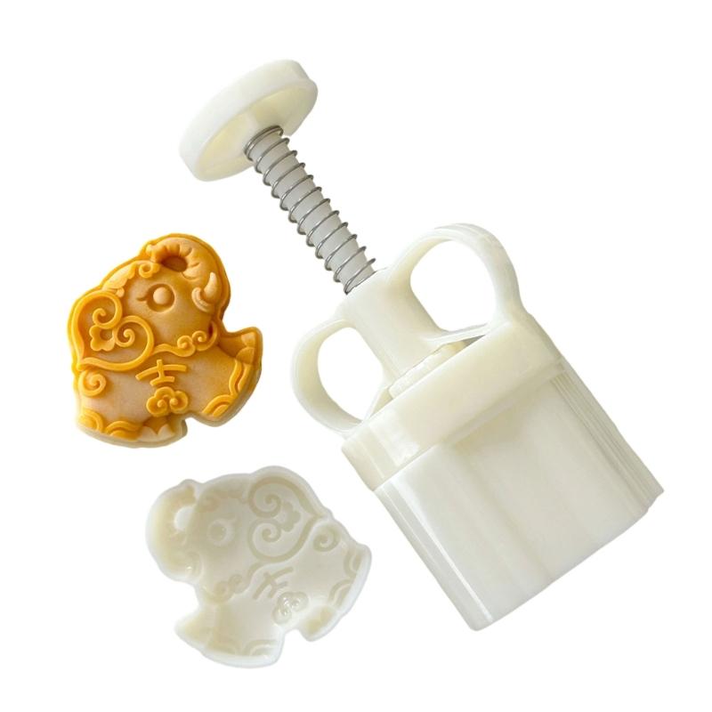 Schöne Pastetenstempel mit Elefantenmuster Traditioneller Mondkuchen-Hersteller mit einzigartigem Muster für Backliebhaber