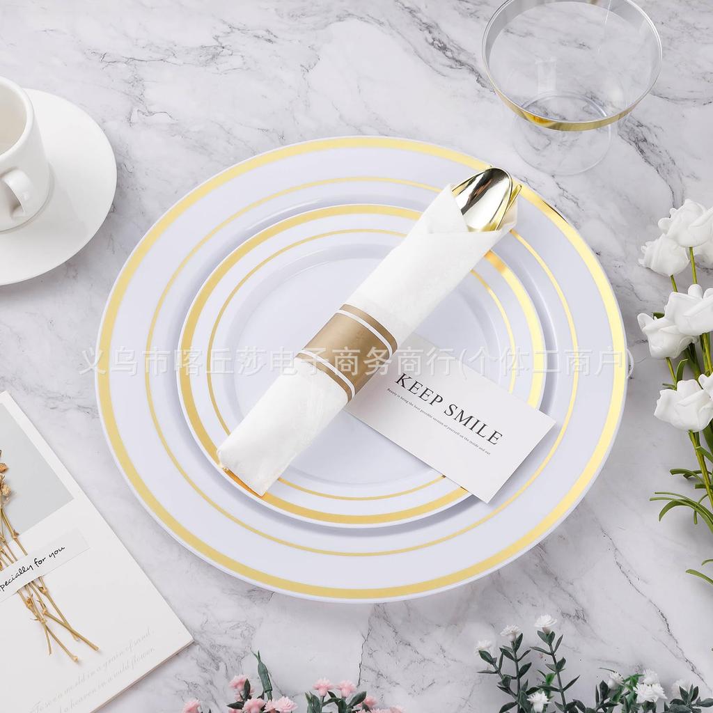 Disposable Tableware Set Phnom Penh Plastic Plate Knife And Fork Wedding Arrangement Birthday Party Party Supplies