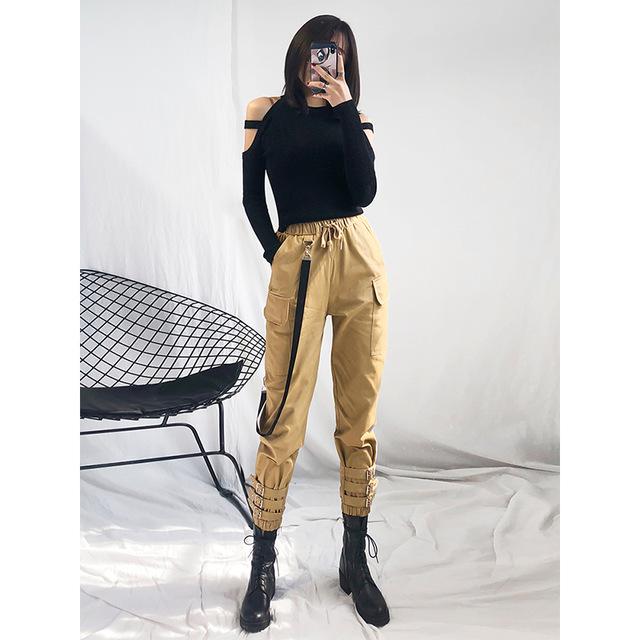 Buy Hiphop Boot Cut Pants Women Lace-up 