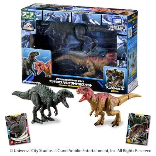 Takara Tomy Ania Jurassic World Alive Indomys VS Ceratosaurus Set - Animal Dinosaur Toy (Ages 3+)