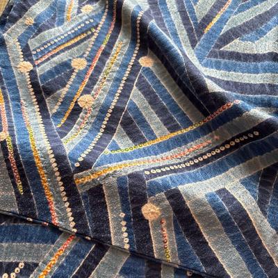 Used Pure Silk Lining Small Pattern Geometric Diaphragm