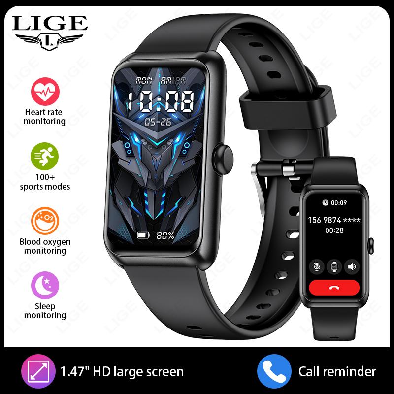

Women Smart Band Men Watch 1.47 Inch Full Touch Heart Rate Sport Fitness Smartwatch New Call Reminder Ladies Bracelet чорний
