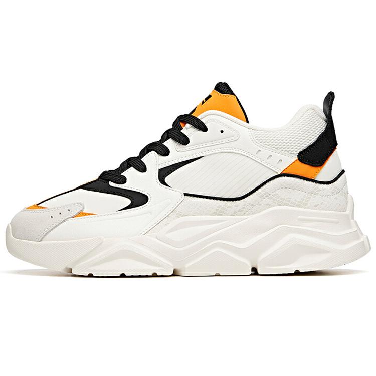 New Anta Life Collection Breathable Wear Resistant Slip Resistant Low Top Chunky Sneakers Men's Black White Yellow 912048821-2