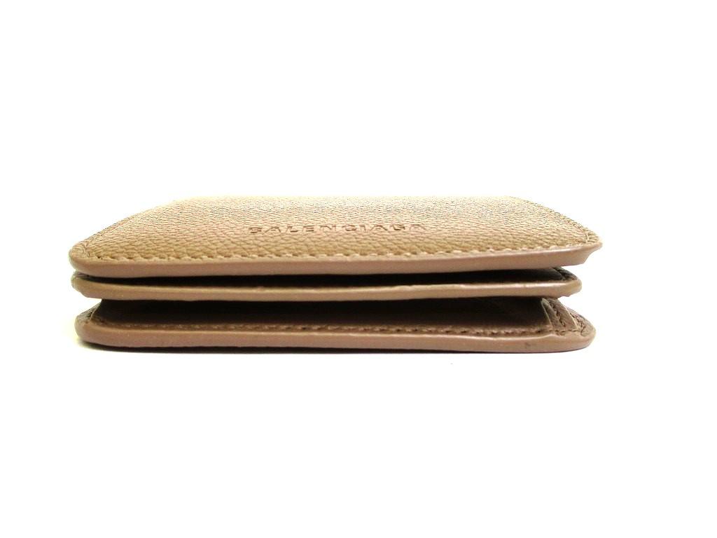 Authentic BALENCIAGA Mink Grey Leather Bifold Wallet Compact Wallet #b229 Open box