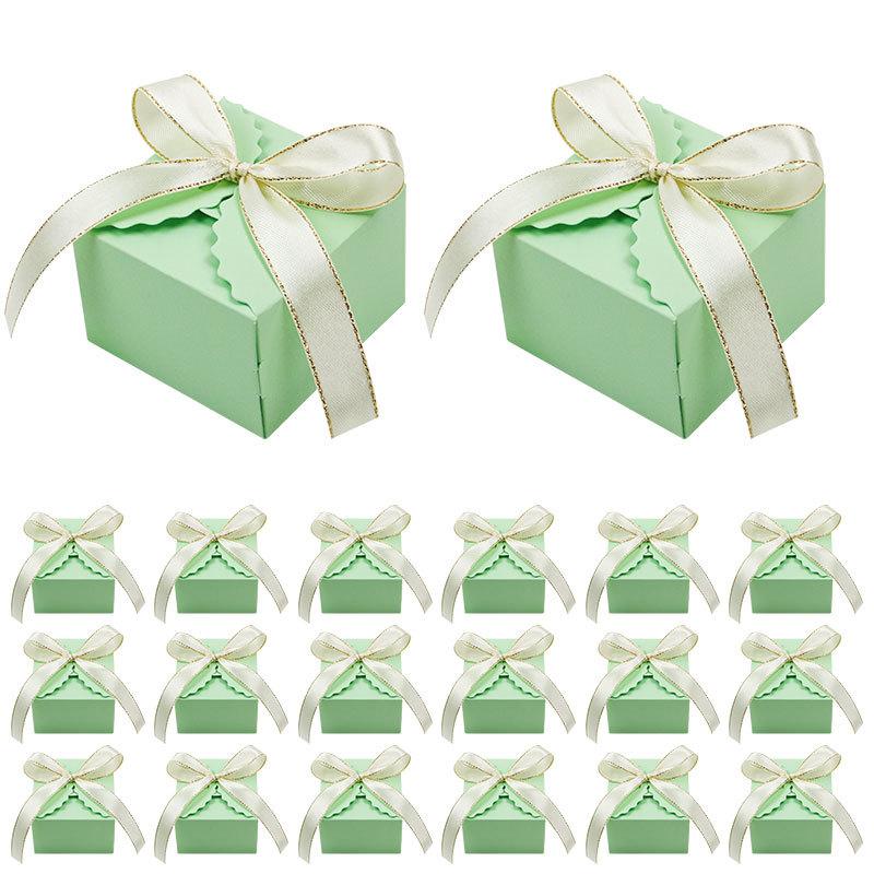 European Candy Box, Five-Color Bow Square Wavy Candy Box, Wedding Gift Packaging Box.