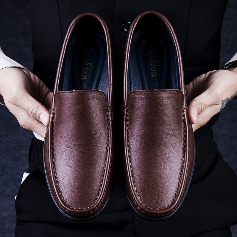 Fashion Fashion Style Male Casual Shoes Comfortable Loafers Luxury Genuine Leather Men's Driving Shoes Business Moccasins Slip on Flats