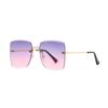 Vintage Rimless Square Sunglasses Women Fashion Large Square Sunglasses Shades Classic Gradient Color Eyewear UV400