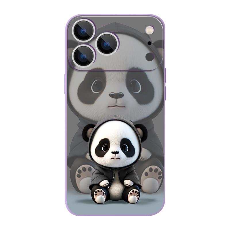 Black Coat Panda Pattern Case For iPhone 17 Pro Max Magnetic For Magsafe Silicone Cover For iPhone 16 Pro Max Funda iPhone 15 14 13 12 11 16E Air