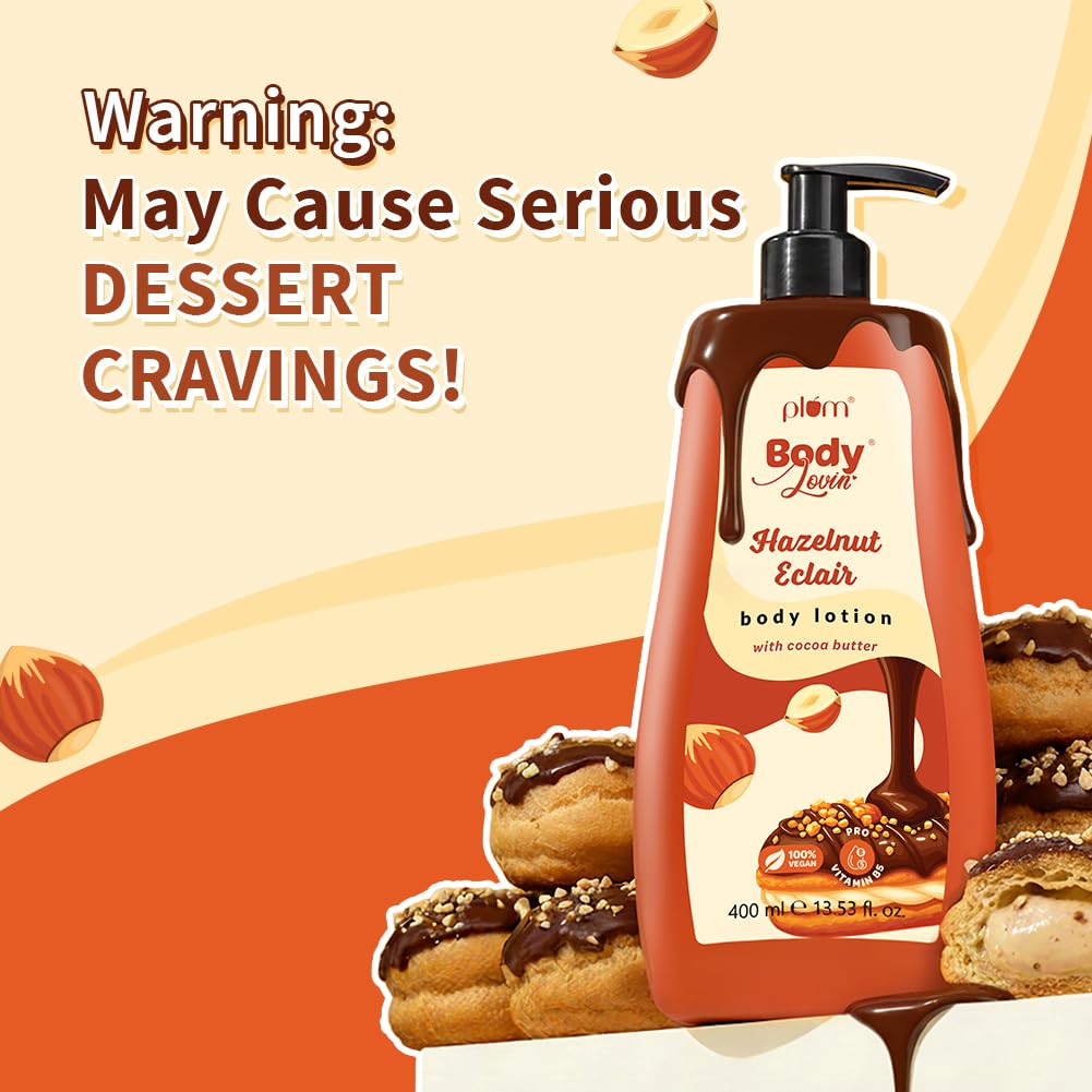Plum BodyLovin' Hazelnut Eclair Body Lotion | Cocoa Butter & Vitamin B5 for Deep Moisturization | Hazelnut & Vanilla Notes | Non-Greasy & Lightwei