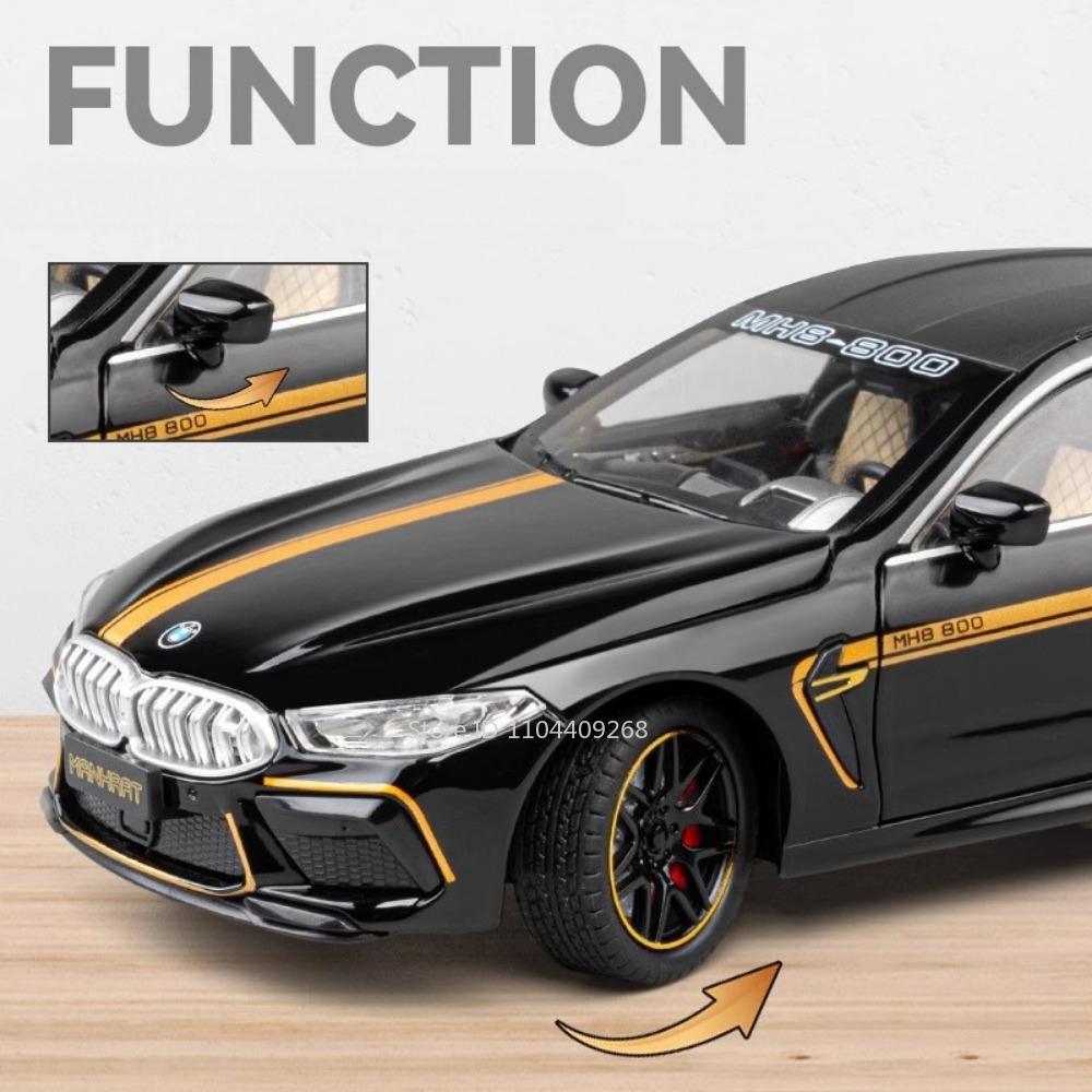 1:24 Scale M8 Supercar Alloy Car Model Toy Sound Light Pull Back Police Cars Metal Die Cast Vehicle Models Boys Birthday Gift