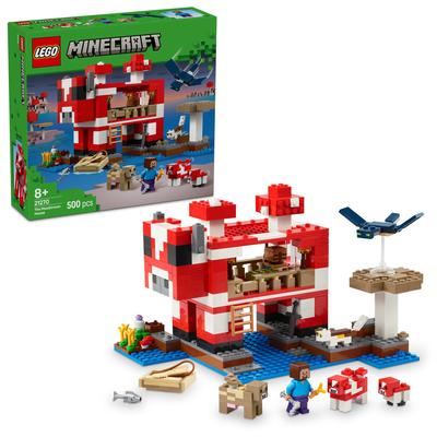 LEGO Minecraft Mooshroom House Toy - Birthday Present, Building Blocks, for Girls and Boys, Ages 8, 9, 10, Elementary School Students, Game (21270)