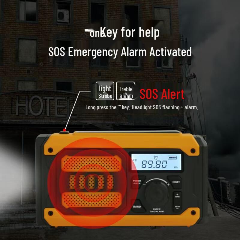 Walruson Solar & Hand-crank Emergency Radio Flashlight