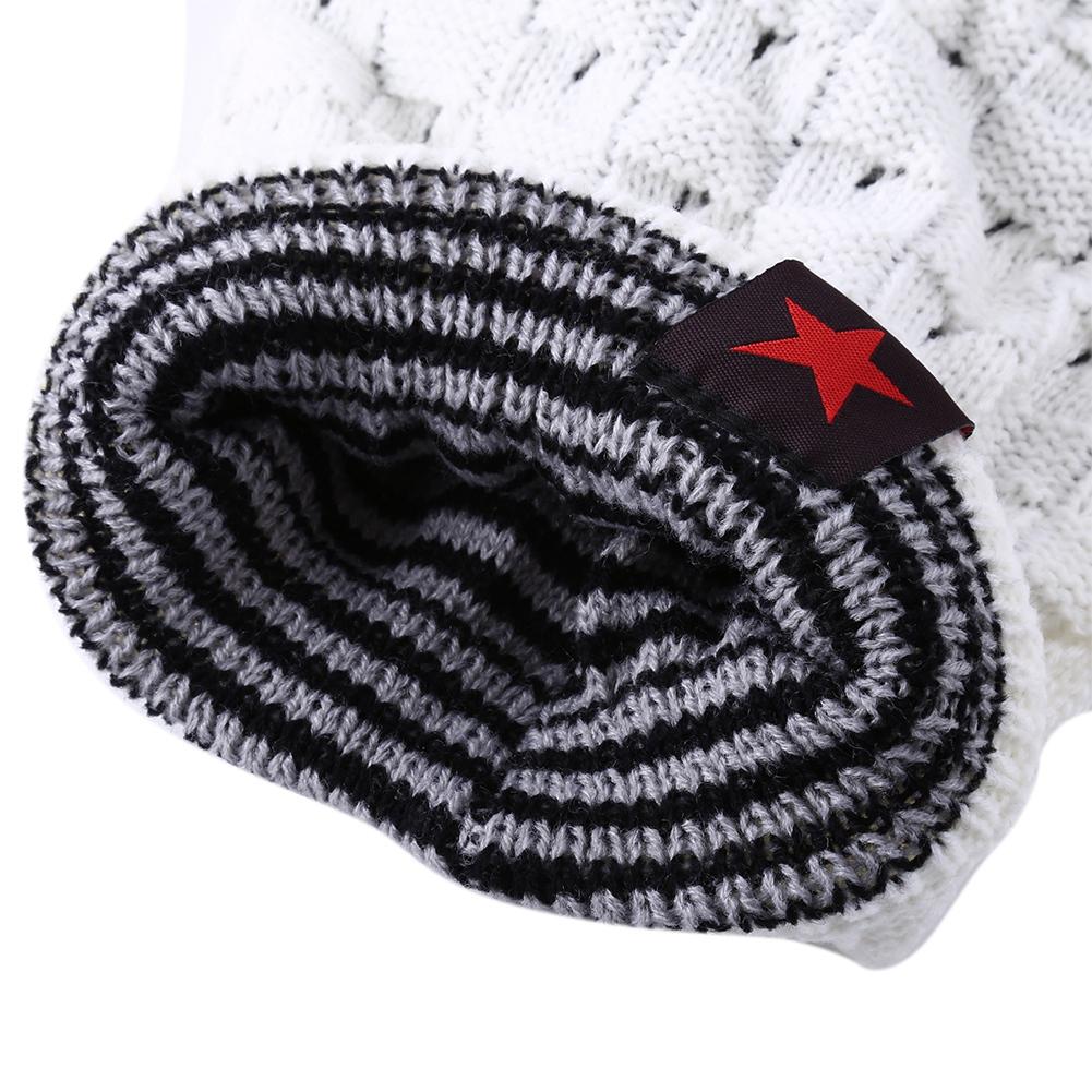 Star Men Slouch Skull Oversize Long Beanie Women Baggy Cap Crochet Knit Ski Hat White