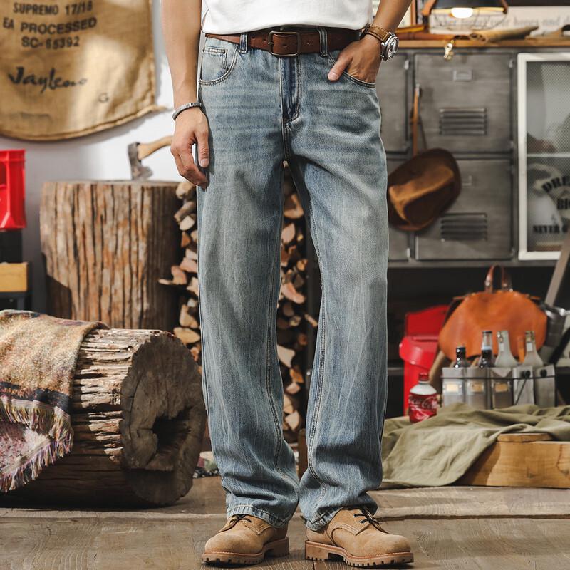 Мужские джинсы прямого кроя, стиранные, в американском стиле L