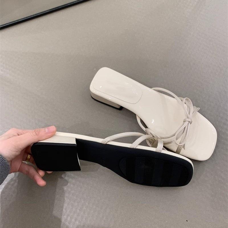 Gentle Fairy Cool Slippers 2025 New French Sweet Elegant Bow Open Toe Word with Temperament Sandals