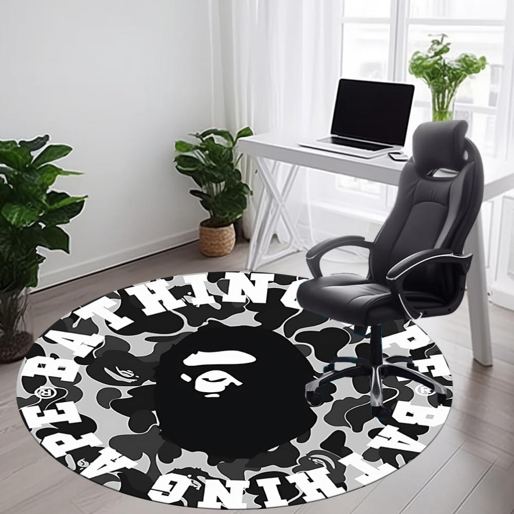 1pz Tappeto Camo BAPE, Rotondo Antiscivolo Durevole Grande Formato Tappeto da Ufficio, Adatto per Ufficio, Bella Decorazione