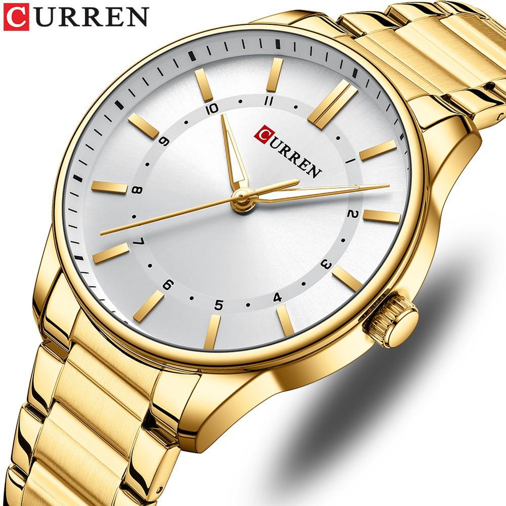 CURREN 8430 Men's Waterproof Quartz Watch with Steel Band, Business Casual Large Dial