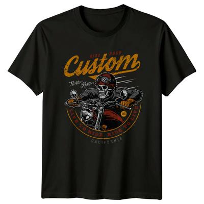 Ride Hard Custom Motorcycles Mens T-Shirt Womens Tee Graphic Unisex Top