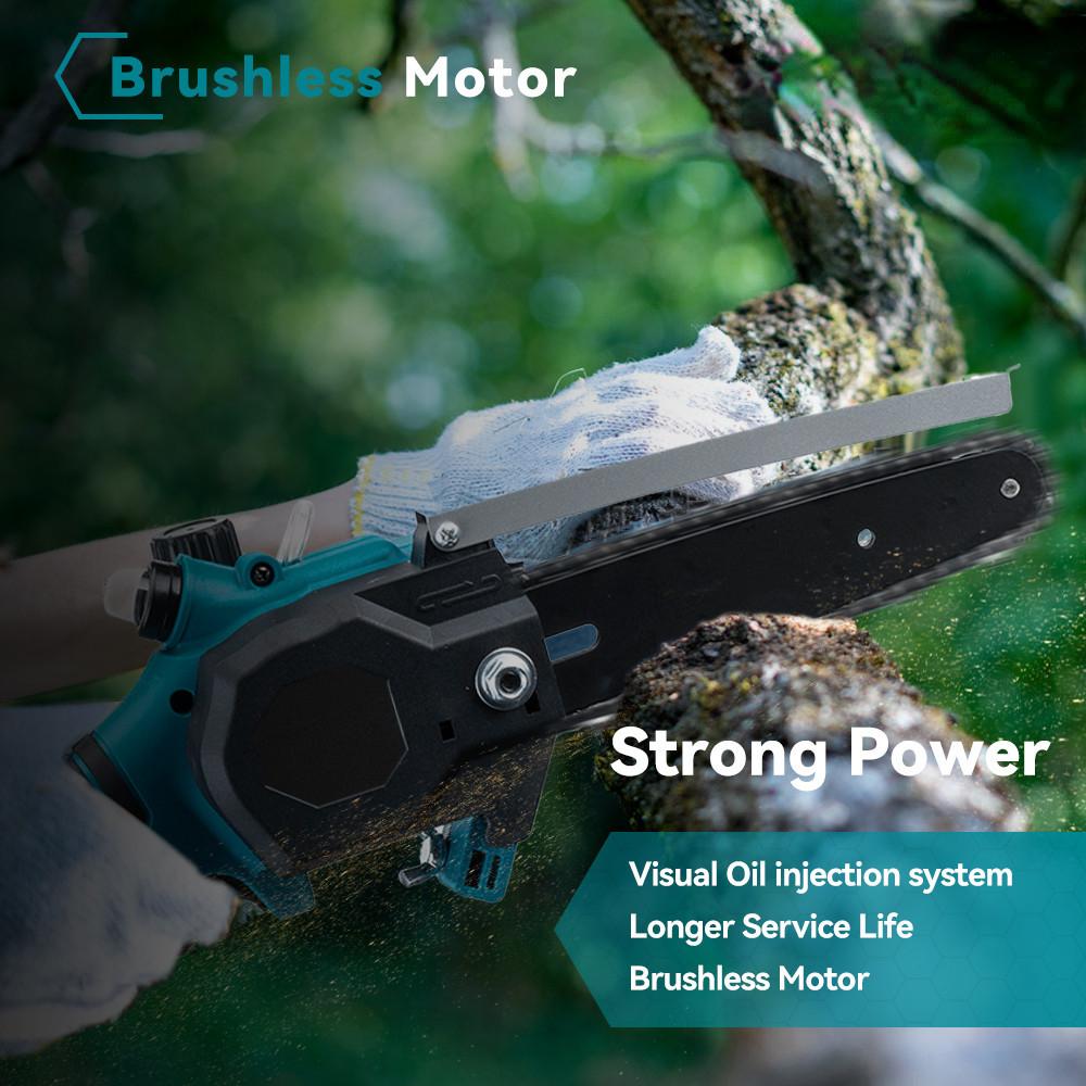 Fierăstrău electric fără perii de 2000W cu 6 inci cu bidon de ulei reglabil, drujbă portabilă fără fir pentru tăiat bușteni, unealtă pentru tăiat ramuri