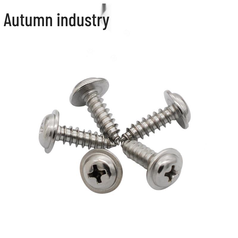 M2-M5 Stainless Steel 304 Phillips Pan Head Self-Tapping Screw with Washer and Pointed Tail