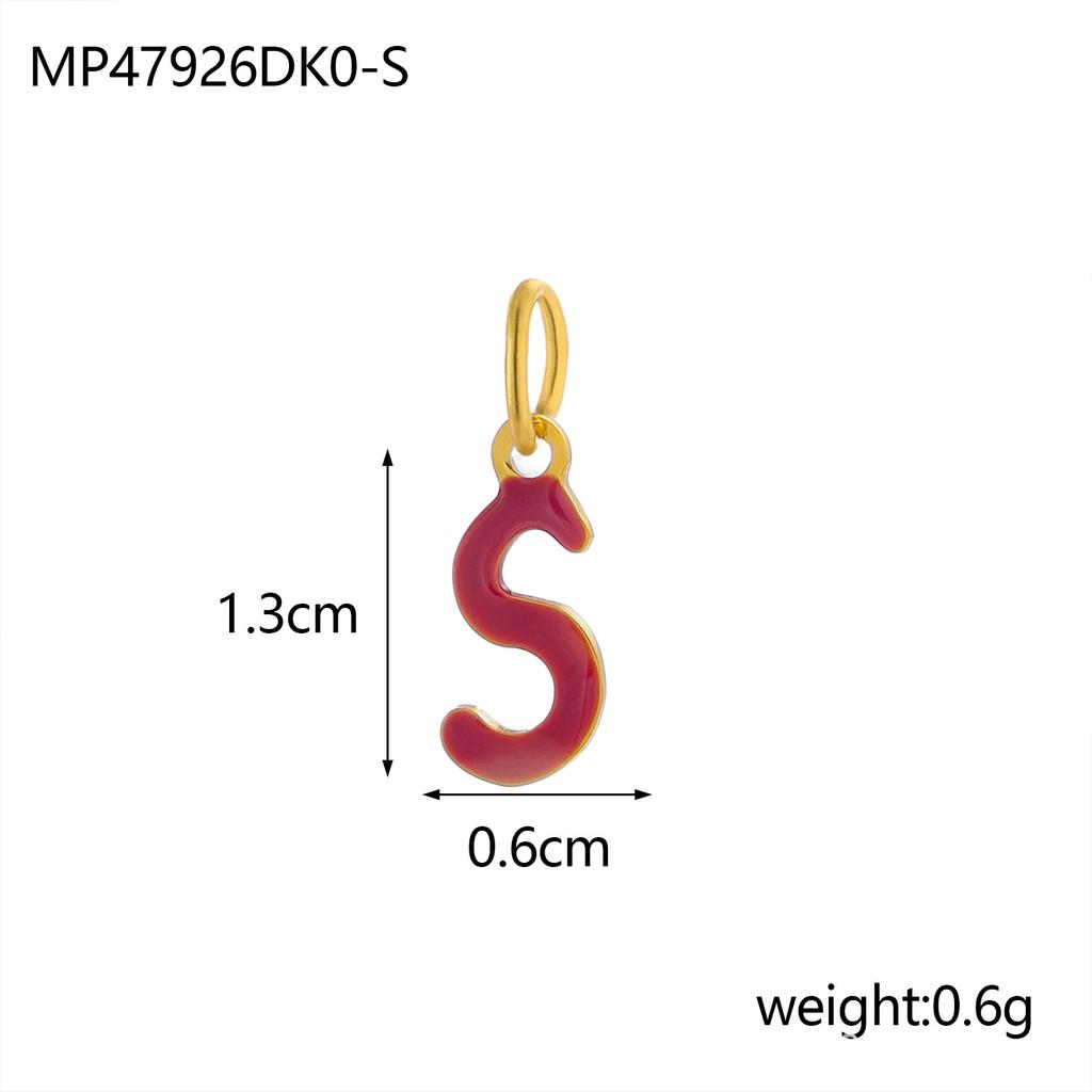 CARLIDANA Simple Gold Plated Stainless Steel Jewelry Alphabet Pendant Small Mini Colorful Oil Drop Initial Letter Necklace