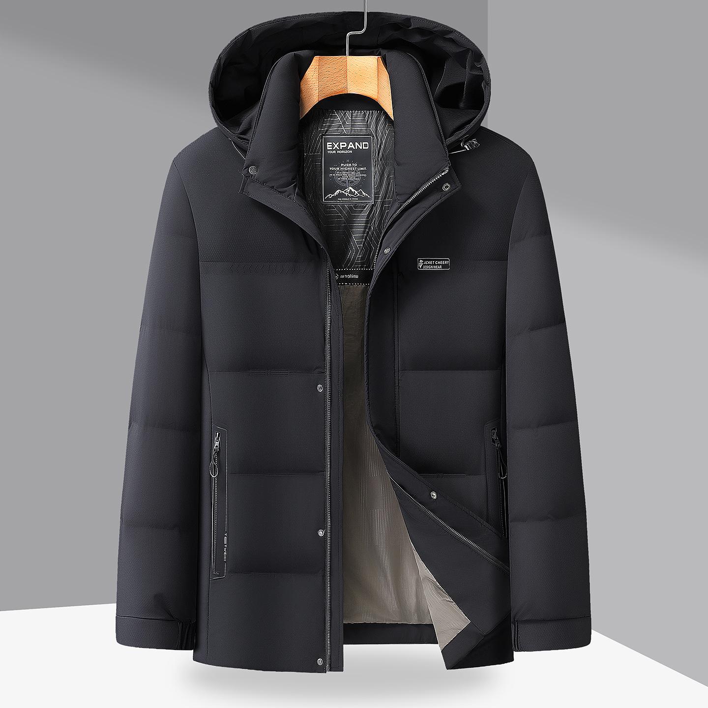 

2025 Winter Men s Plus Size Extra Thick Warm Down Jacket with Detachable Hood 195