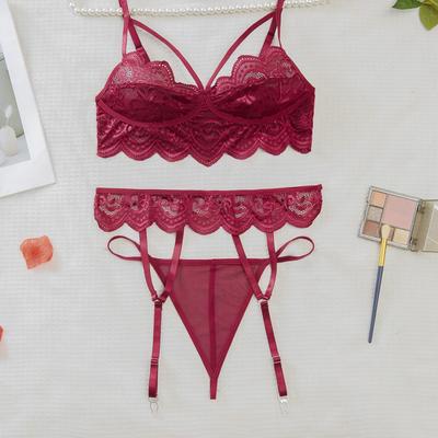 Europe, America, Summer New Erotic Underwear Set Female Sexy Lace Three-piece Set